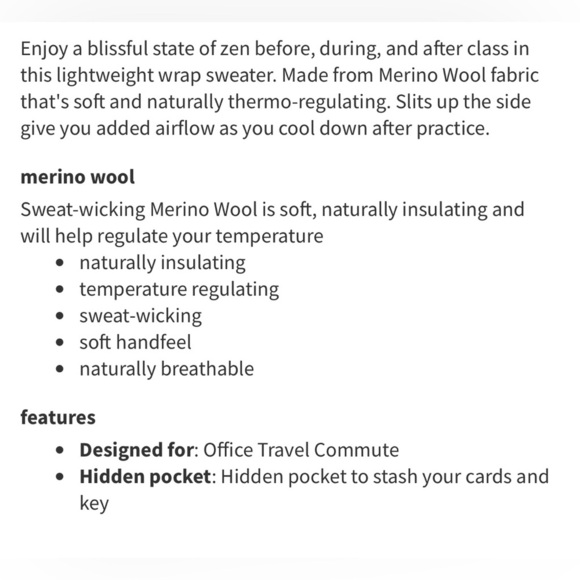 Lululemon Blissful Zen Sweater
#118 - Picture 8 of 8